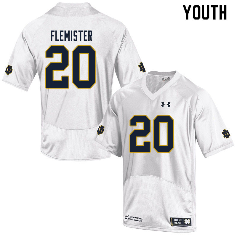 Youth #20 C'Borius Flemister Notre Dame Fighting Irish College Football Jerseys Sale-White